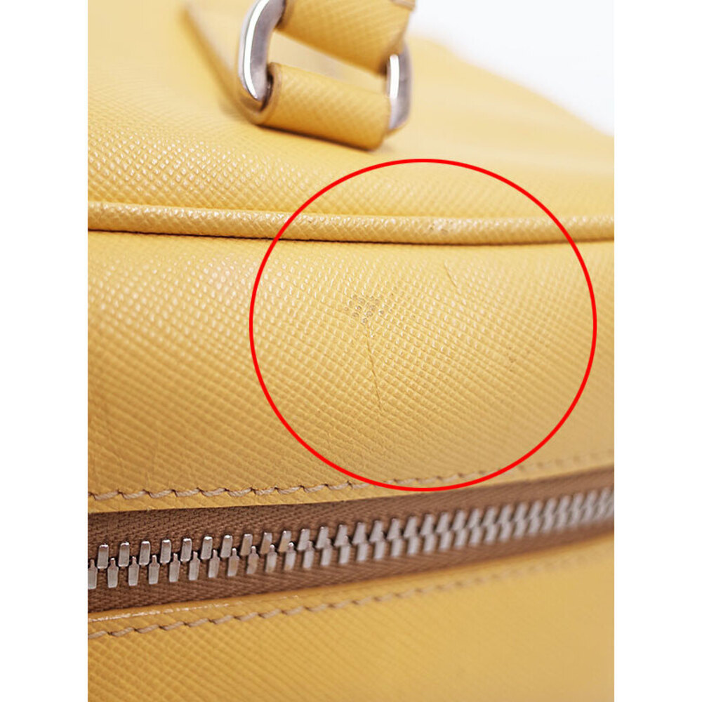 Prada Saffiano leather Bauletto handbag Yellow - Picture 4 of 9